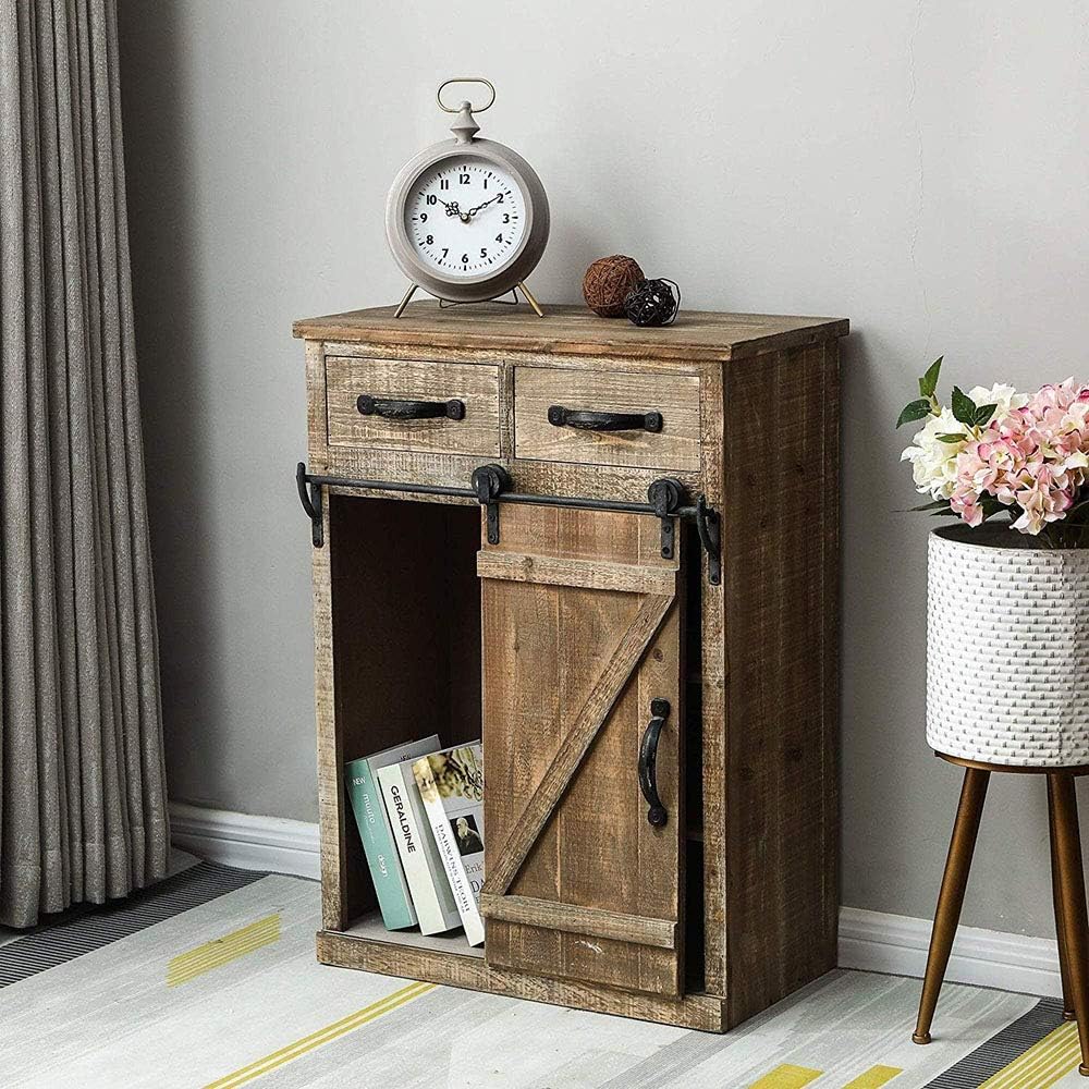 32 Farmhouse Barn Door Wood Accent Chest with Drawer B189939