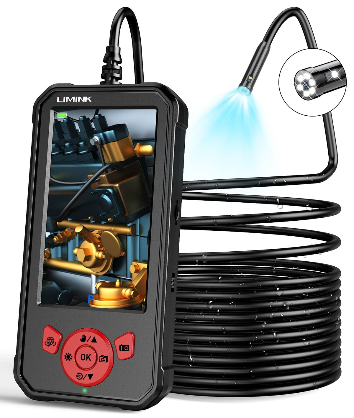 Dual Lens Endoscope Camera with 8 LED Lights Q3750