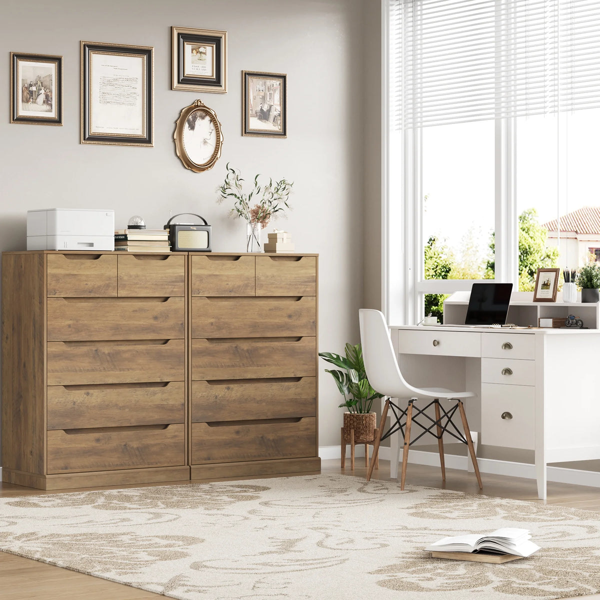 White 6 Drawer Wood Dresser Y33672