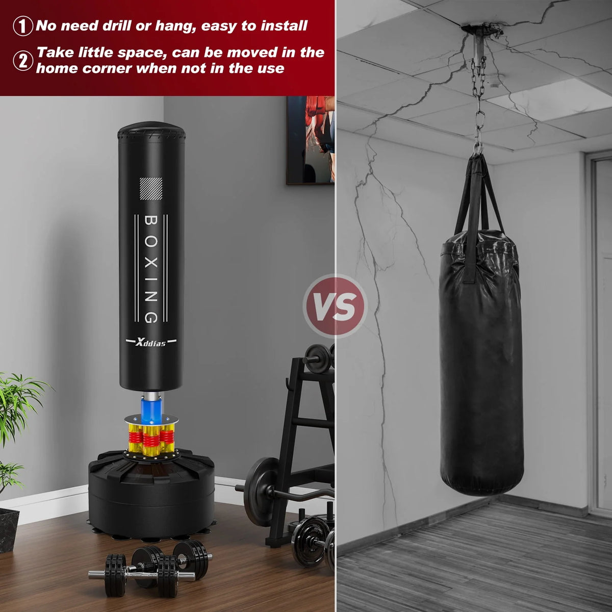 Punching Bag with Stand 70''-205lbs Freestanding T379621