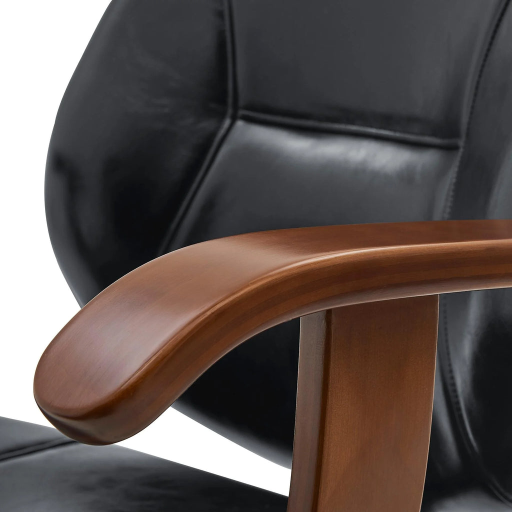 Bamboo Office Chair with Armrest Black Z66188
