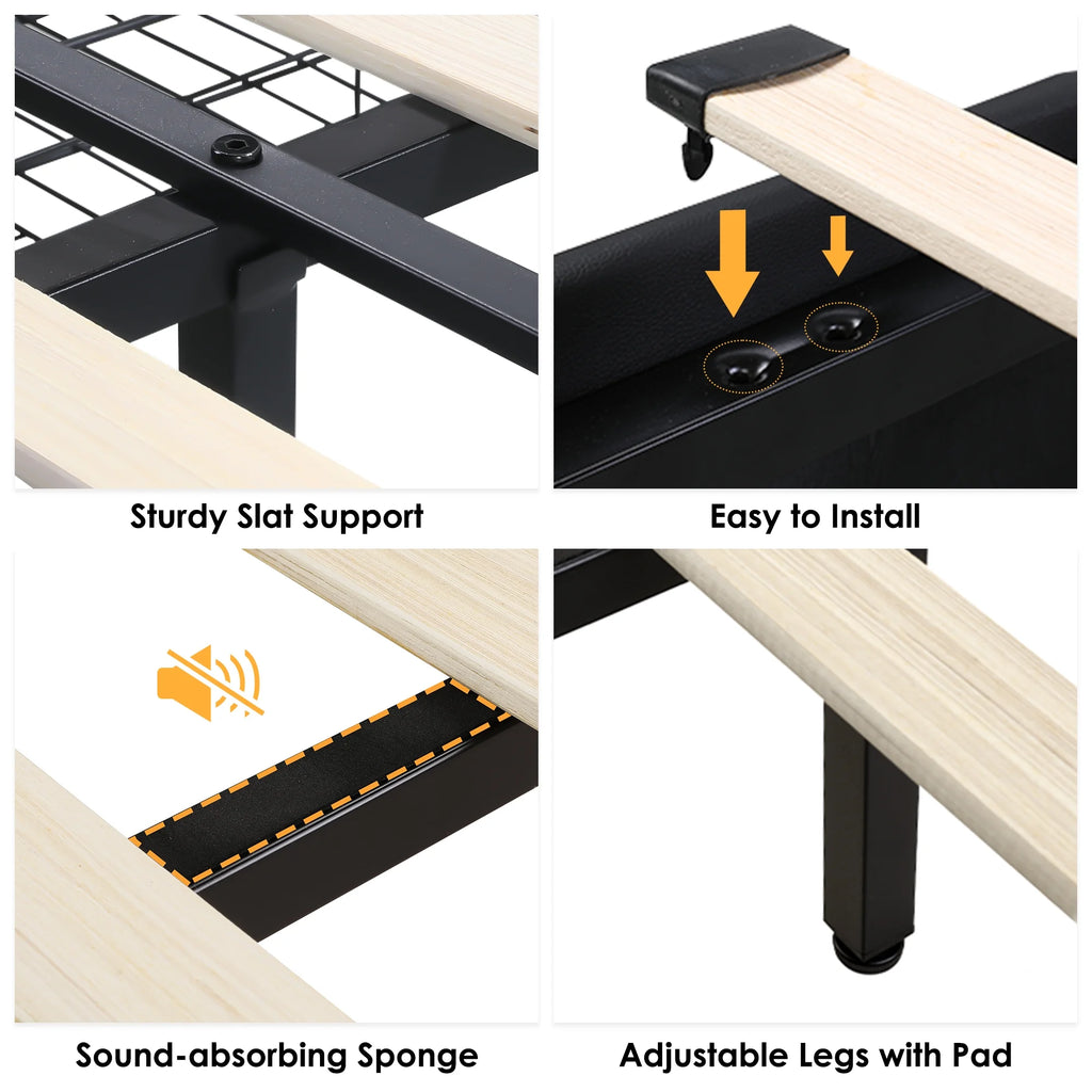 Queen LED Platform Bed Frame with 4 Storage Drawers H917478
