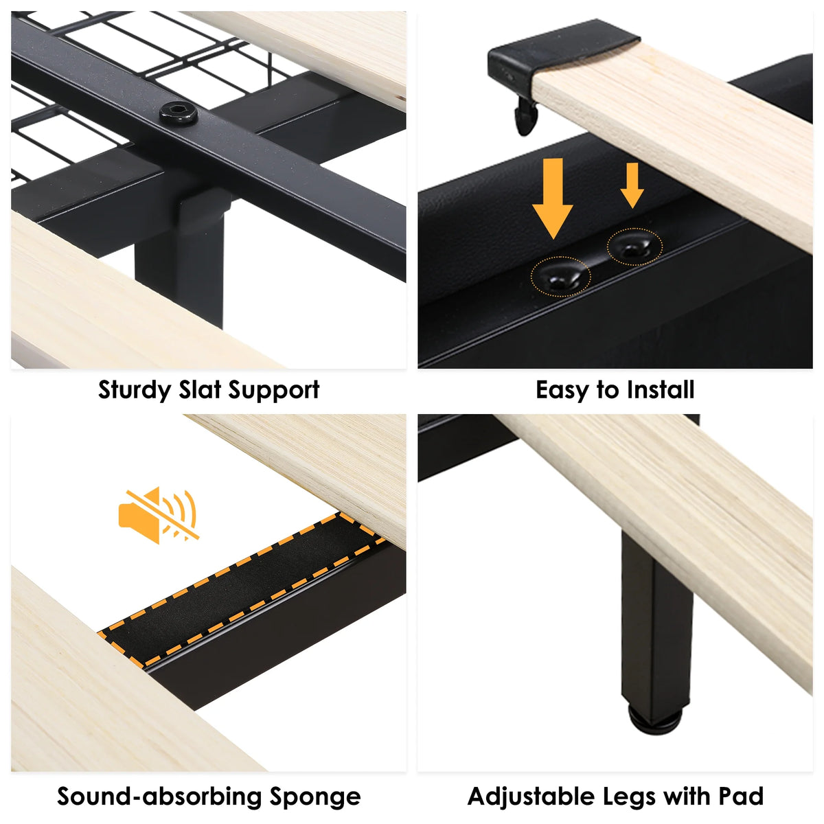Queen LED Platform Bed Frame with 4 Storage Drawers H917478