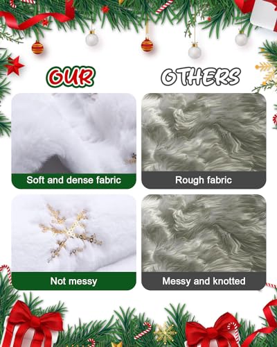 White 48 Inches Faux Fur Christmas Tree Skirt K7535