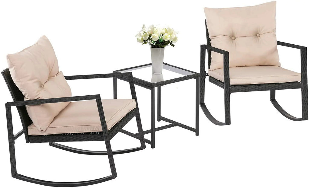3 Piece Wicker Patio Furniture Set with Coffee Table W56676