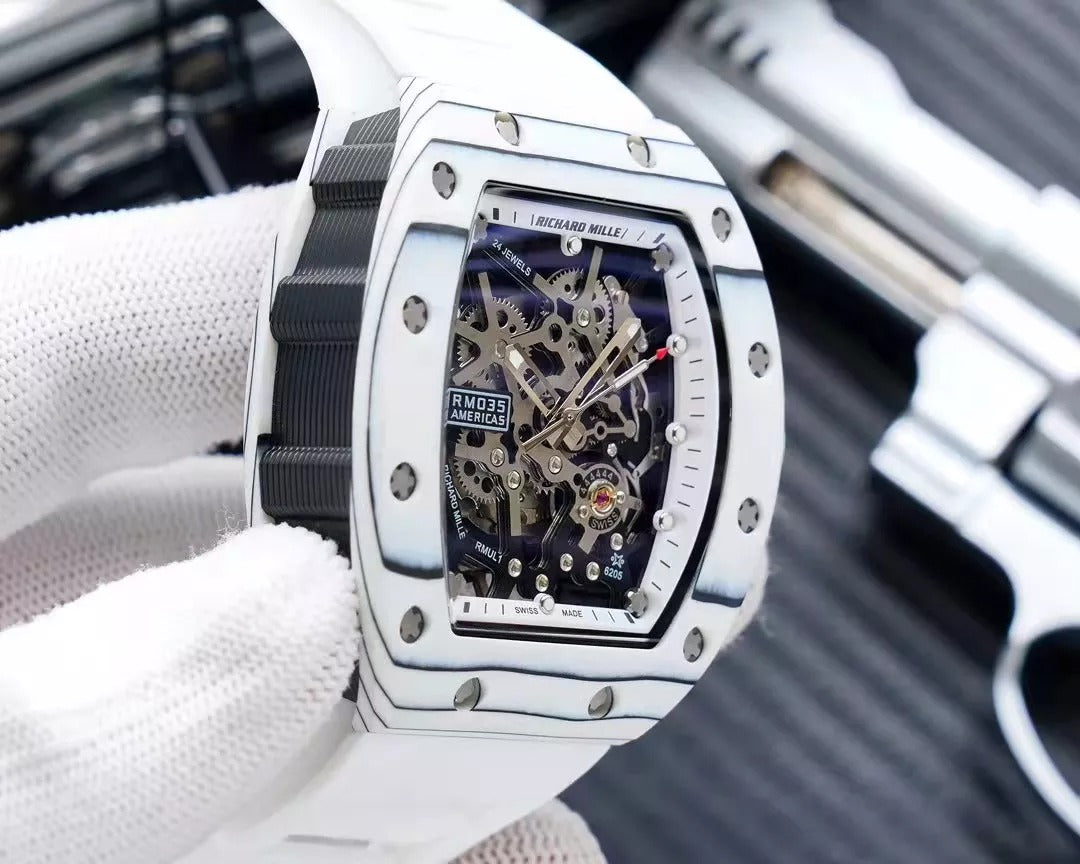 White Dial White Bezel White Rubber Strap Watch X3248