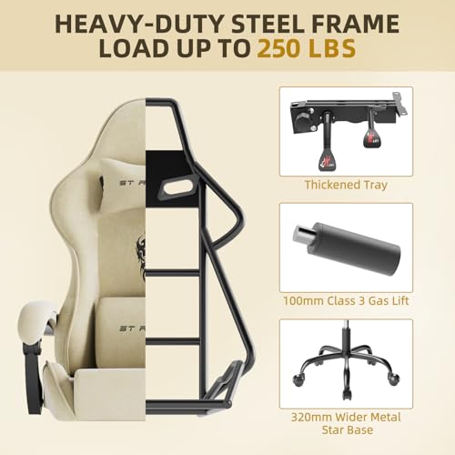 Green Velvet Ergonomic Gaming Chair with Footrest and Massage Lumbar Cushion G29326