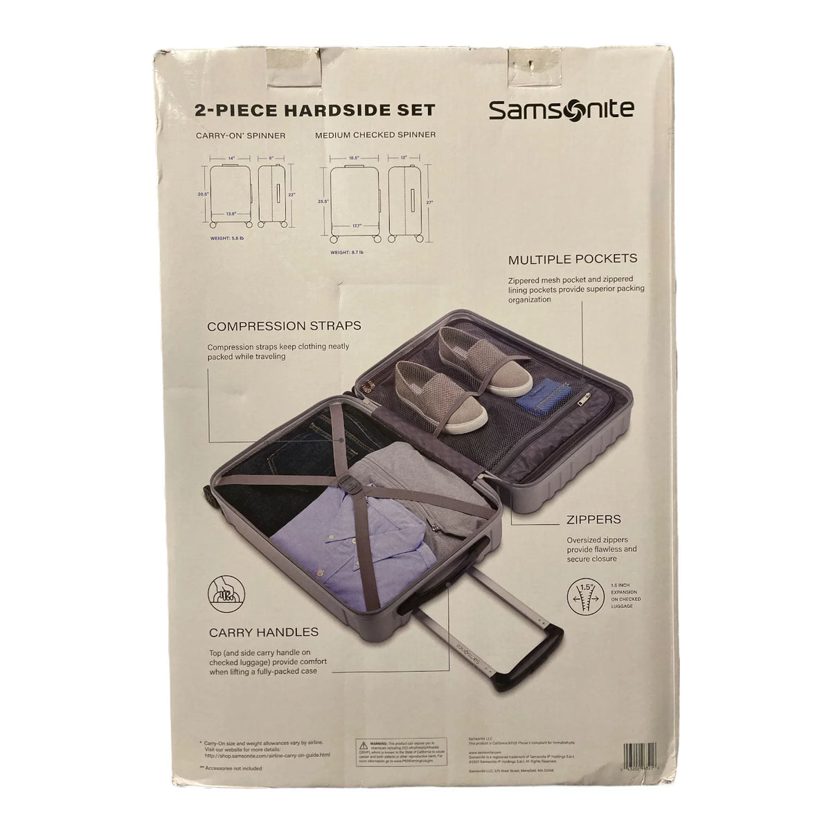 Hardside Spinner Luggage 2 Piece Set Silver K53237