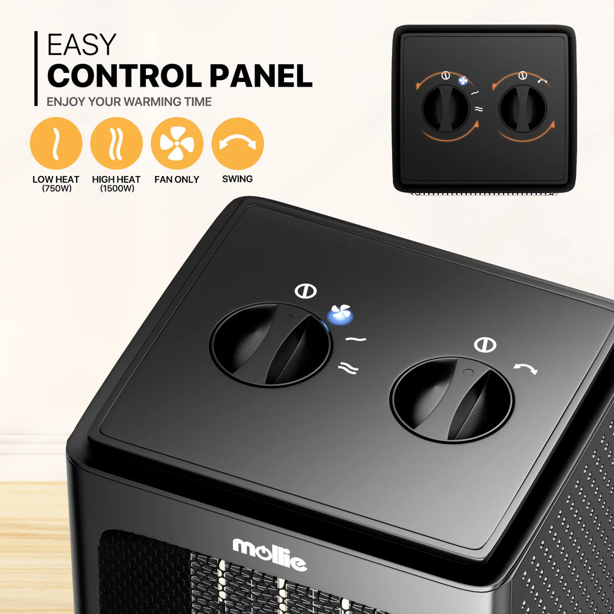 1500W PTC Portable Electric Space Heater A7164