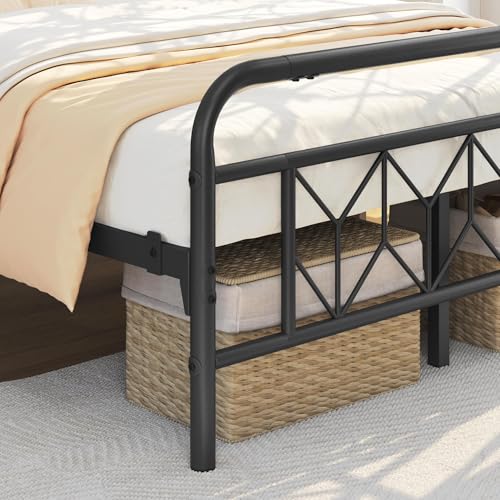 Black Full Size Metal Platform Bed Frame with Headboard and Footboard F25849