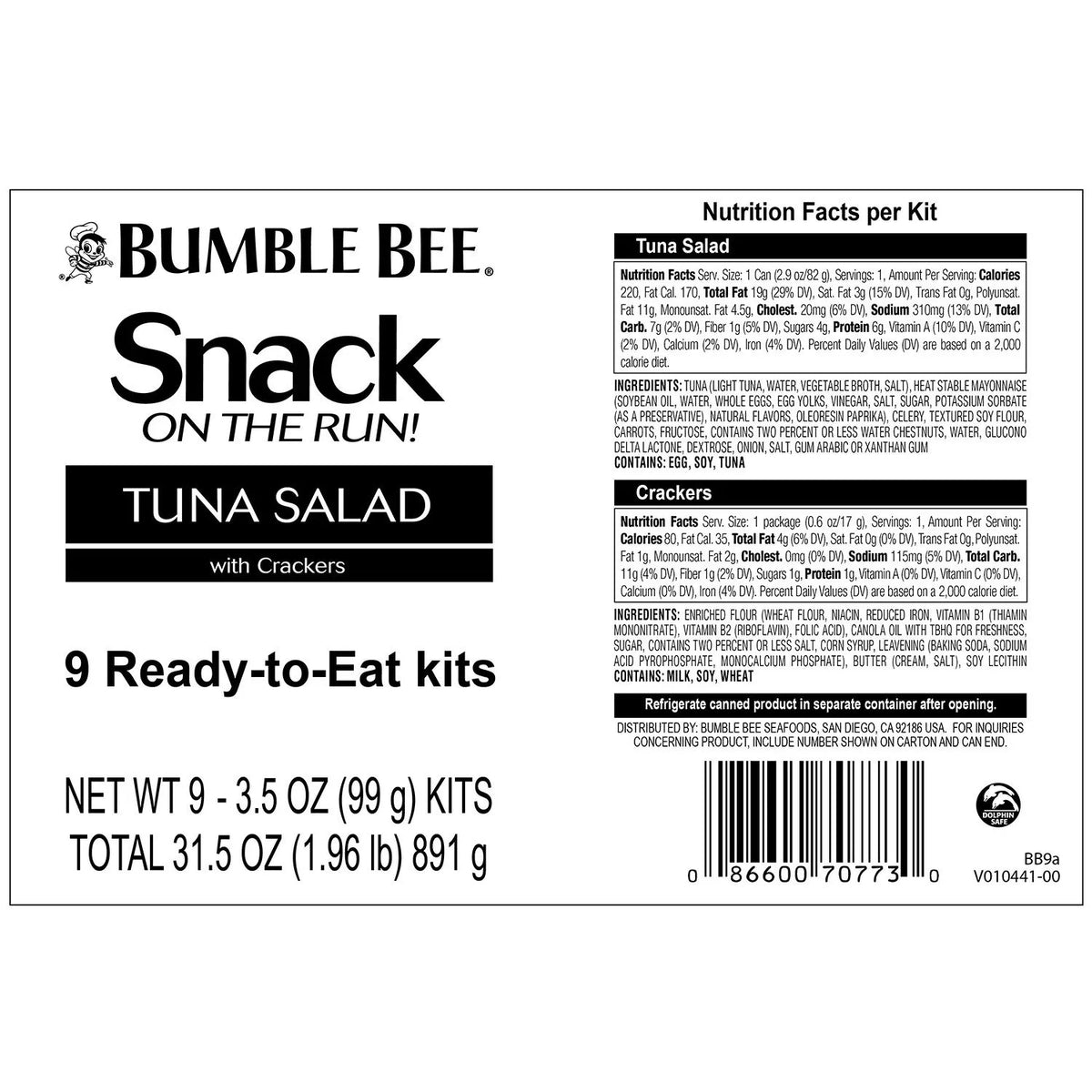 Tuna Salad Snack 9 pk. 3.5 oz. U794
