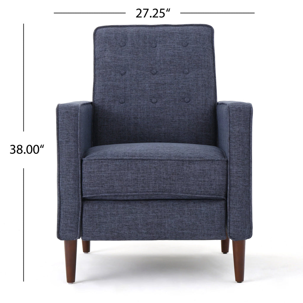 Dark Blue Tufted Fabric Recliner C9658