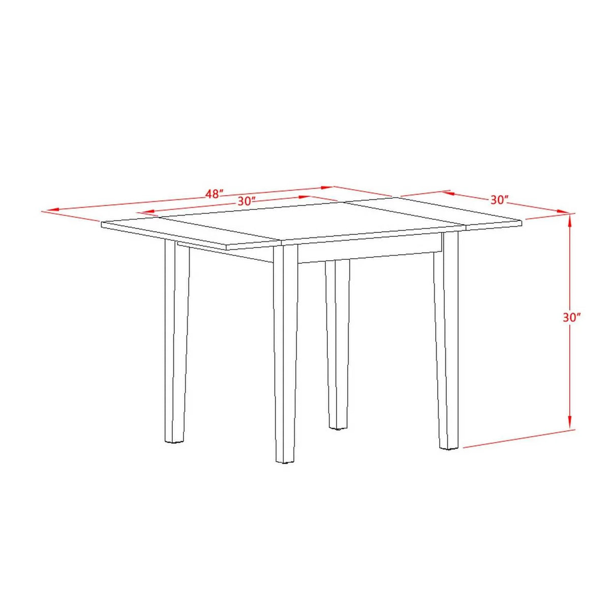 3 Piece Rectangle Dining Table with Dropleaf S287