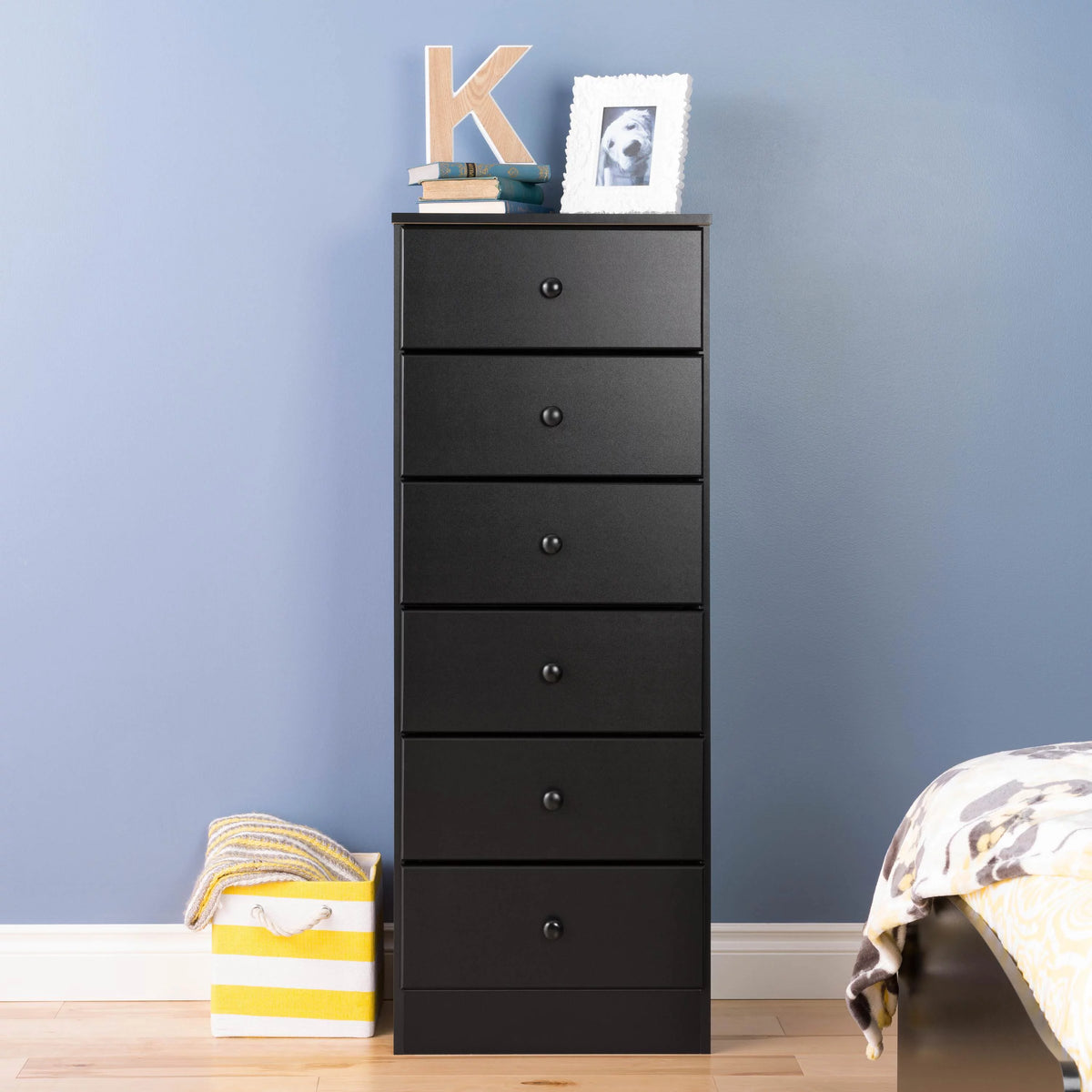 Black 6 Drawer Dresser V7589