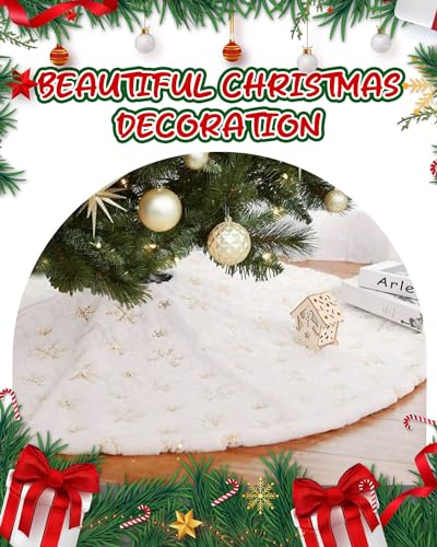 White 48 Inches Faux Fur Christmas Tree Skirt K7535