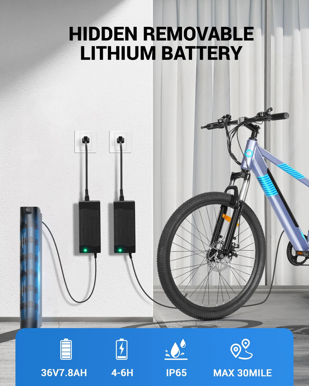 350W 26 Electric Mountain Bike with Removable Battery L28226