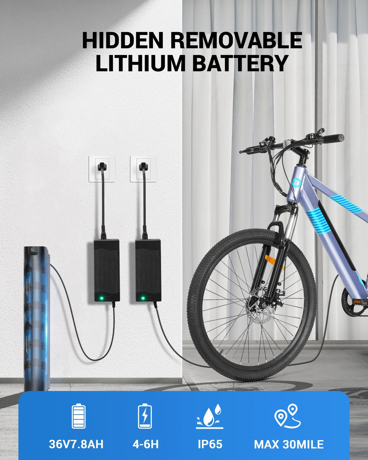 350W 26 Electric Mountain Bike with Removable Battery L28226