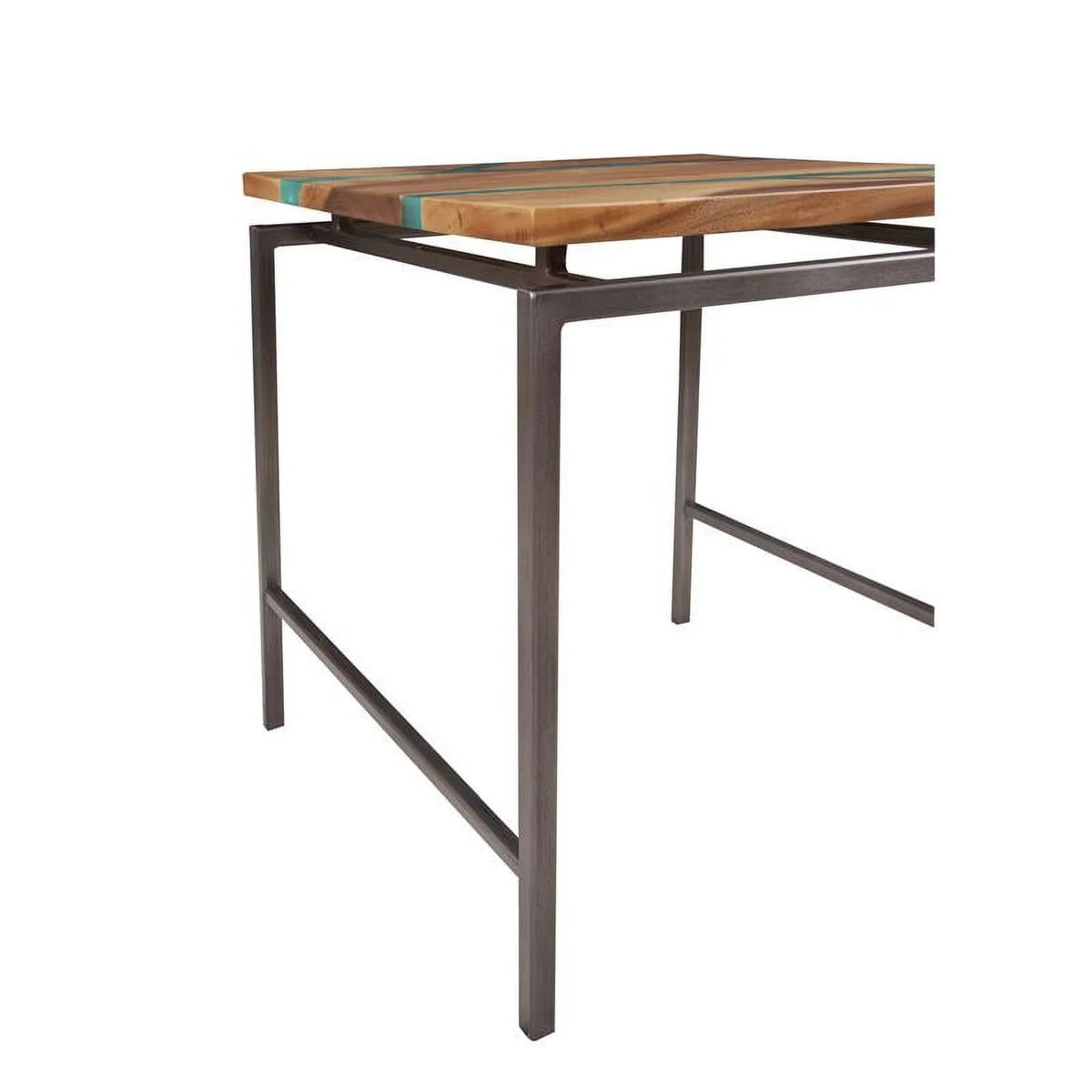 Natural Wood and Emerald Green Inlay End Table T4078