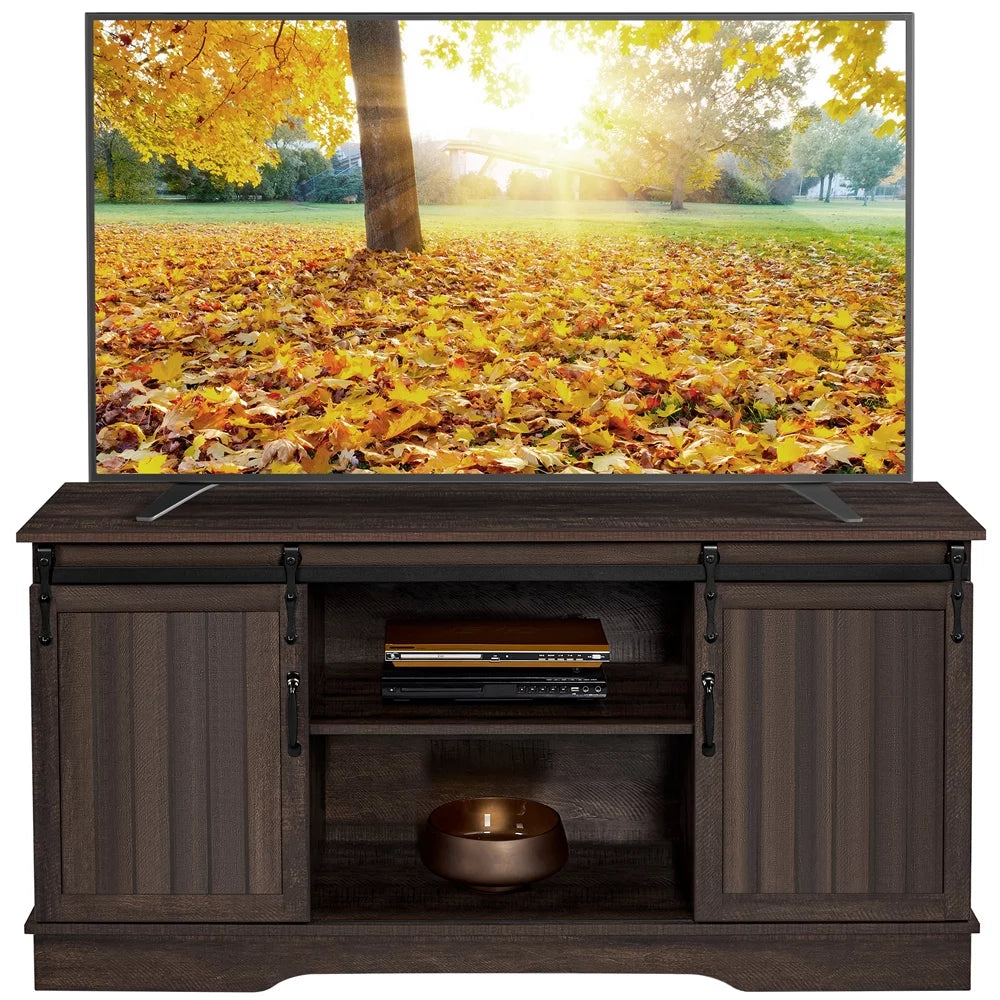 Modern TV Stand with Storage Shelves up to 65 Inch Rustic Brown J681995