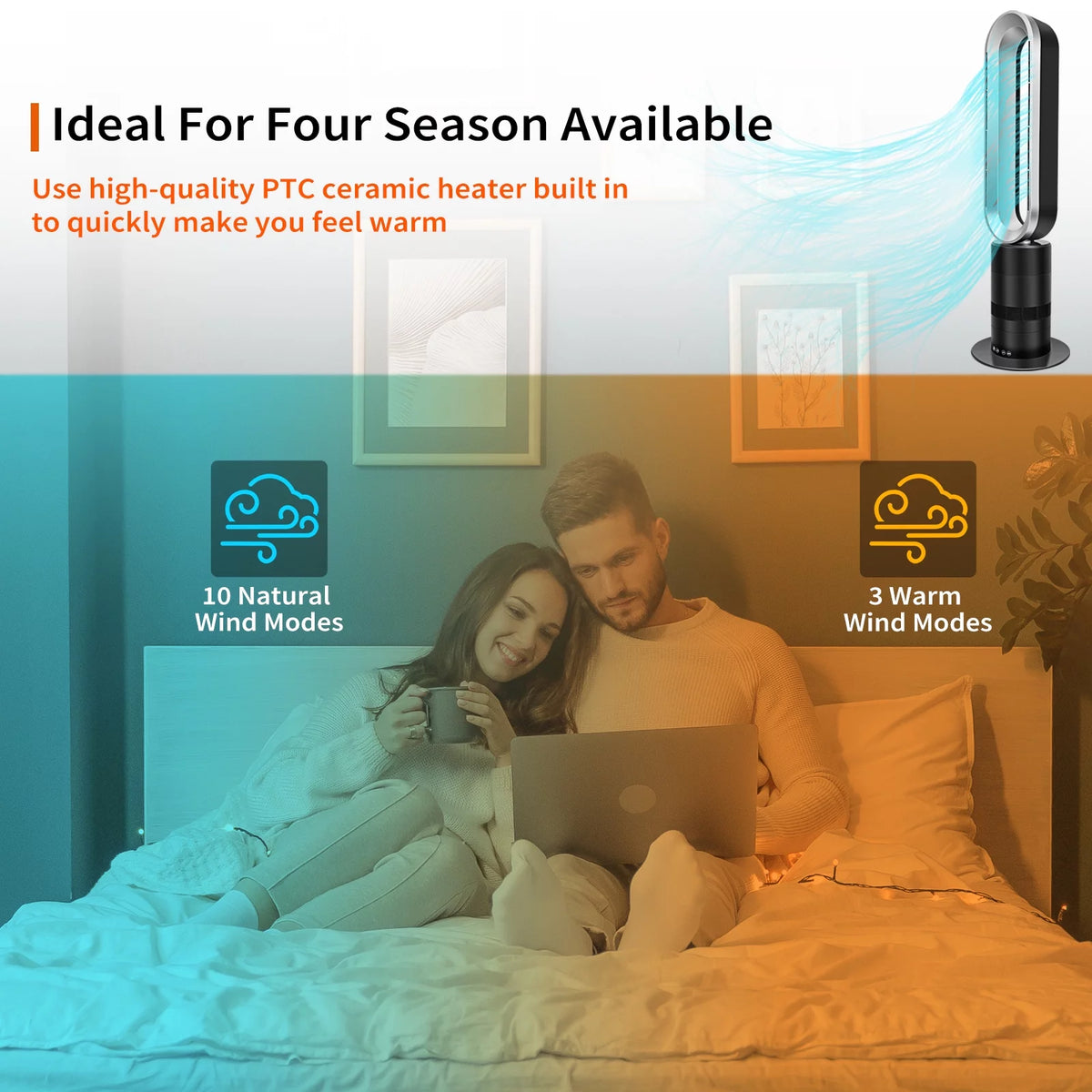 32 inch 10 Speeds Tower Heater and Cooling Fan O3568