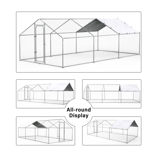Large Metal Walk-in Chicken Coop with Waterproof Cover W917173