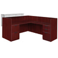 Double Full Pedestal Reception Desk with White Transaction Top Mahogany H716254