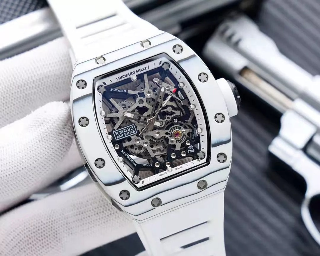 White Dial White Bezel White Rubber Strap Watch X3248
