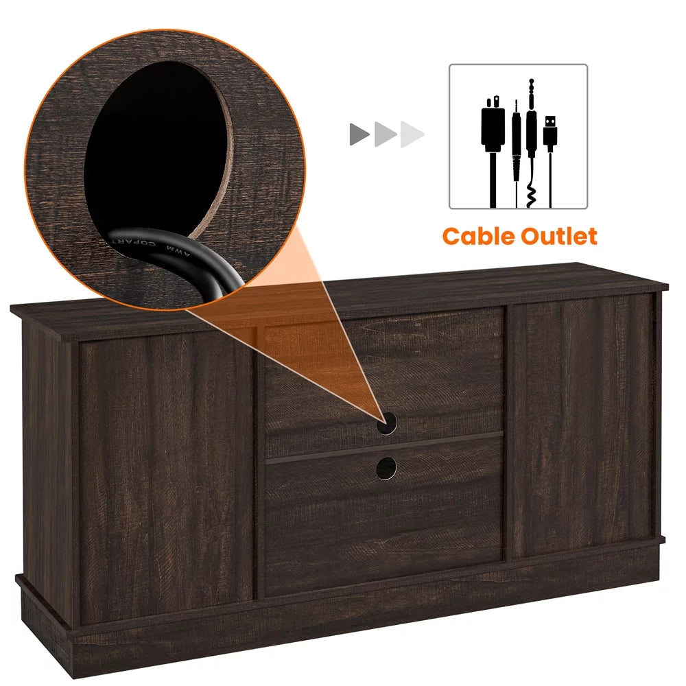 Modern TV Stand with Storage Shelves up to 65 Inch Rustic Brown J681995