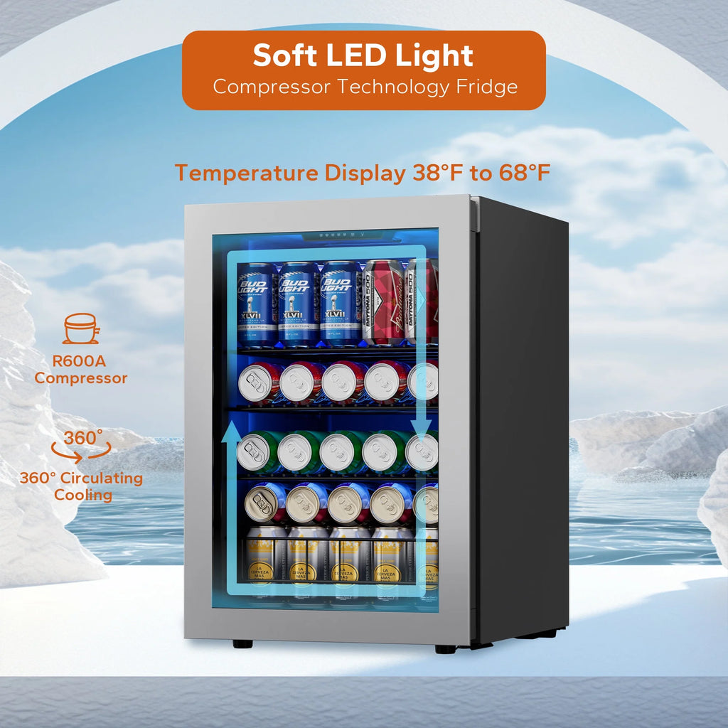 77 Can Freestanding Beverage Refrigerator with Glass Door E371044