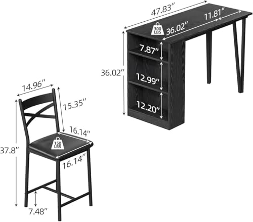 3 Piece Bar Table and Chairs Set with Flip Top Extension K63428
