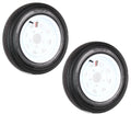 2-Pk Trailer Tire On Rim 480-12 4.80-12 12 LRB 5 Hole White Spoke Wheel D288
