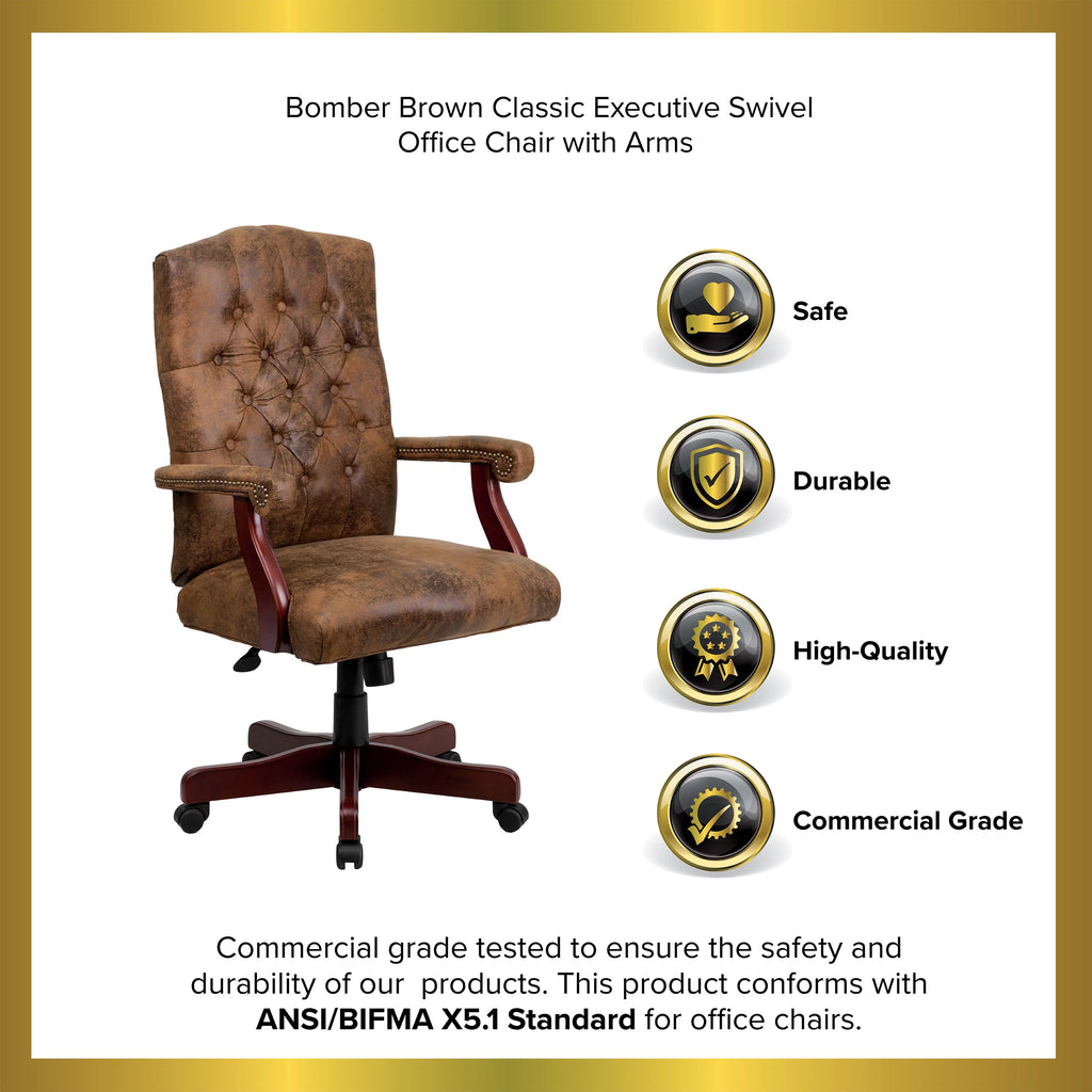 Brown Ultra-Suede Swivel High-Back Office Chair B208