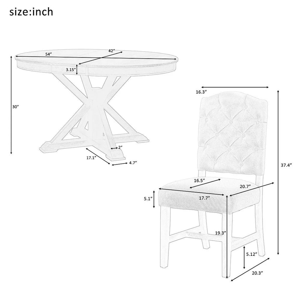 Extendable Round Dining Table Set for 4 W482