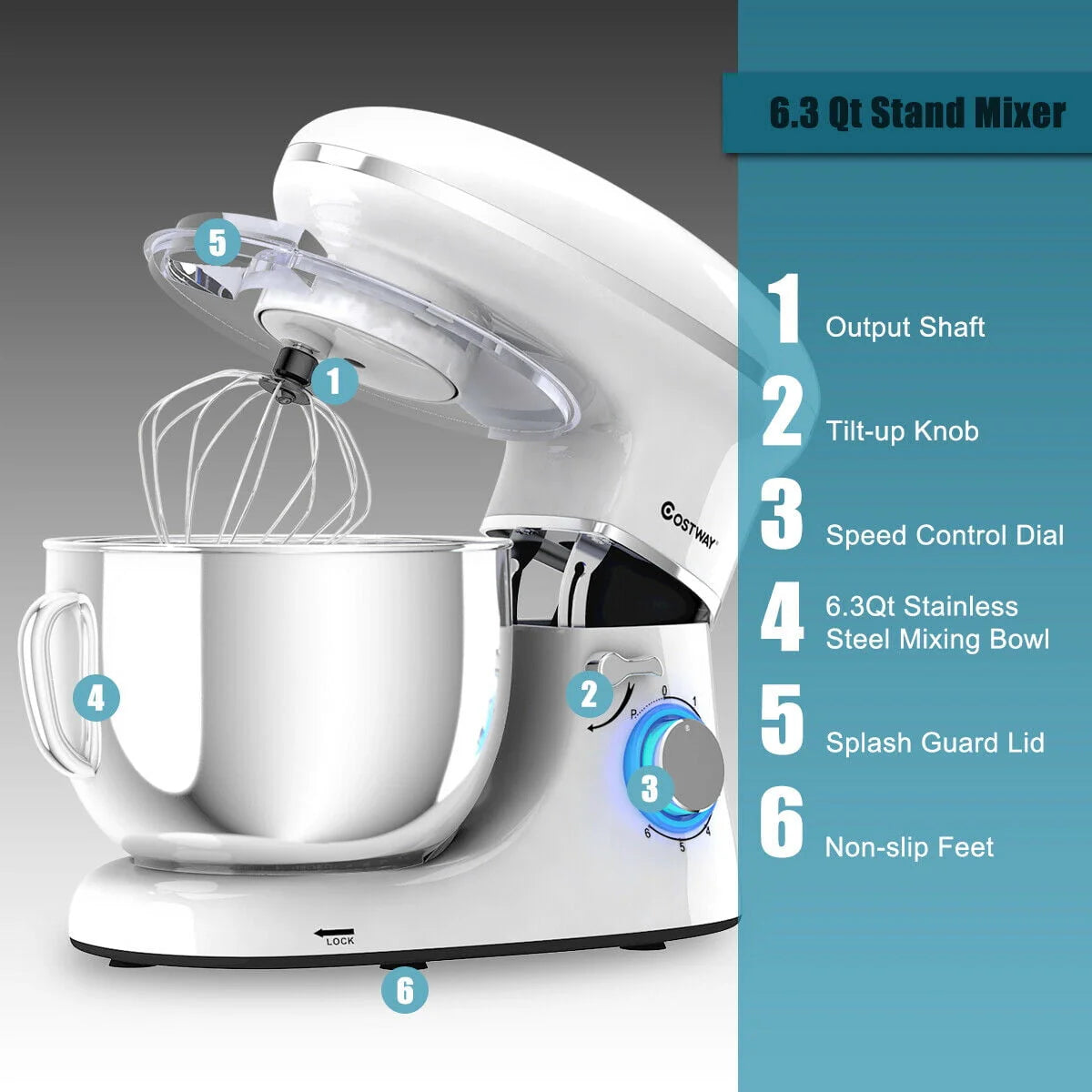 Tilt-Head Stand Mixer 7.5 Qt 6 Speed 660W Red G40274