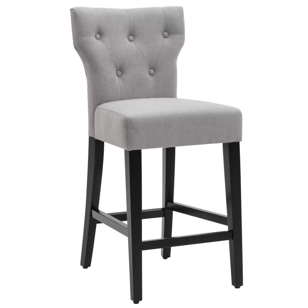 Gray Set of 2 Wood and Fabric Bar Stool S7612