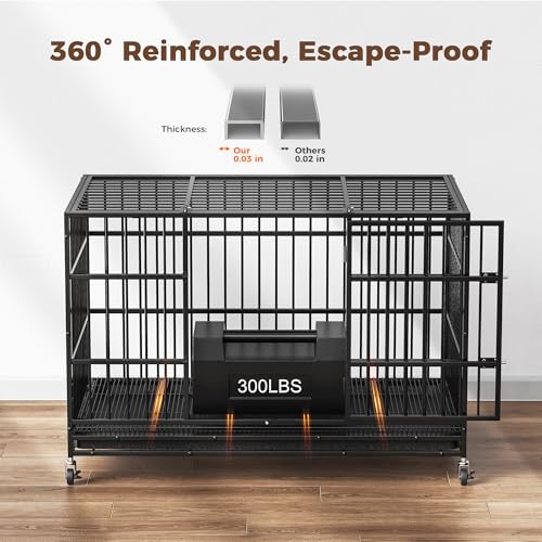 48" 38" Dog Crates with 4 Lockable Wheels, Removable Door and Tray H502723