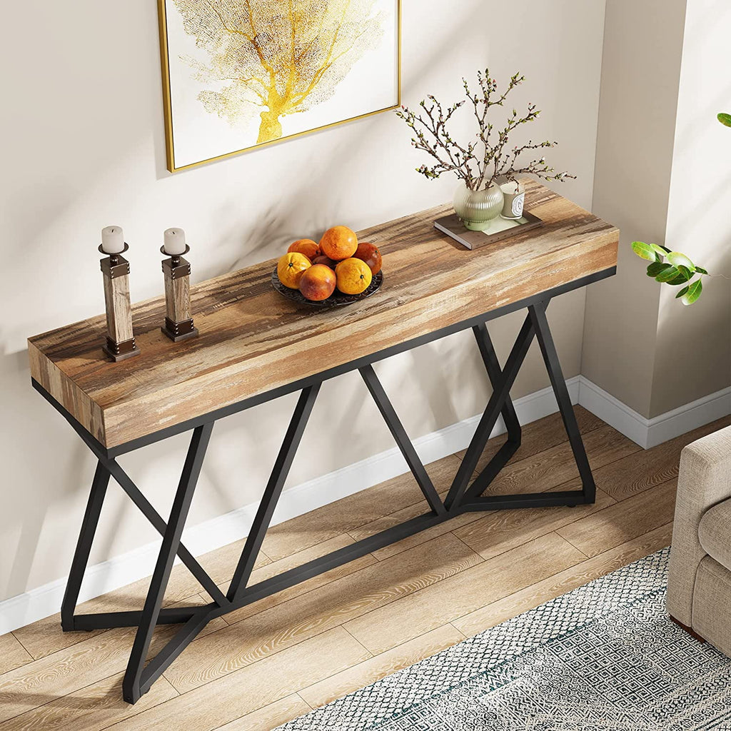 55" Wood Console Table with Metal Base Z7686