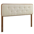 King Fabric and Wood Headboard in Walnut Beige V194
