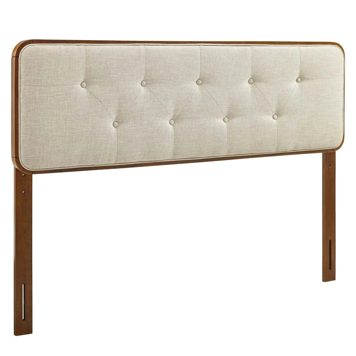 King Fabric and Wood Headboard in Walnut Beige V194