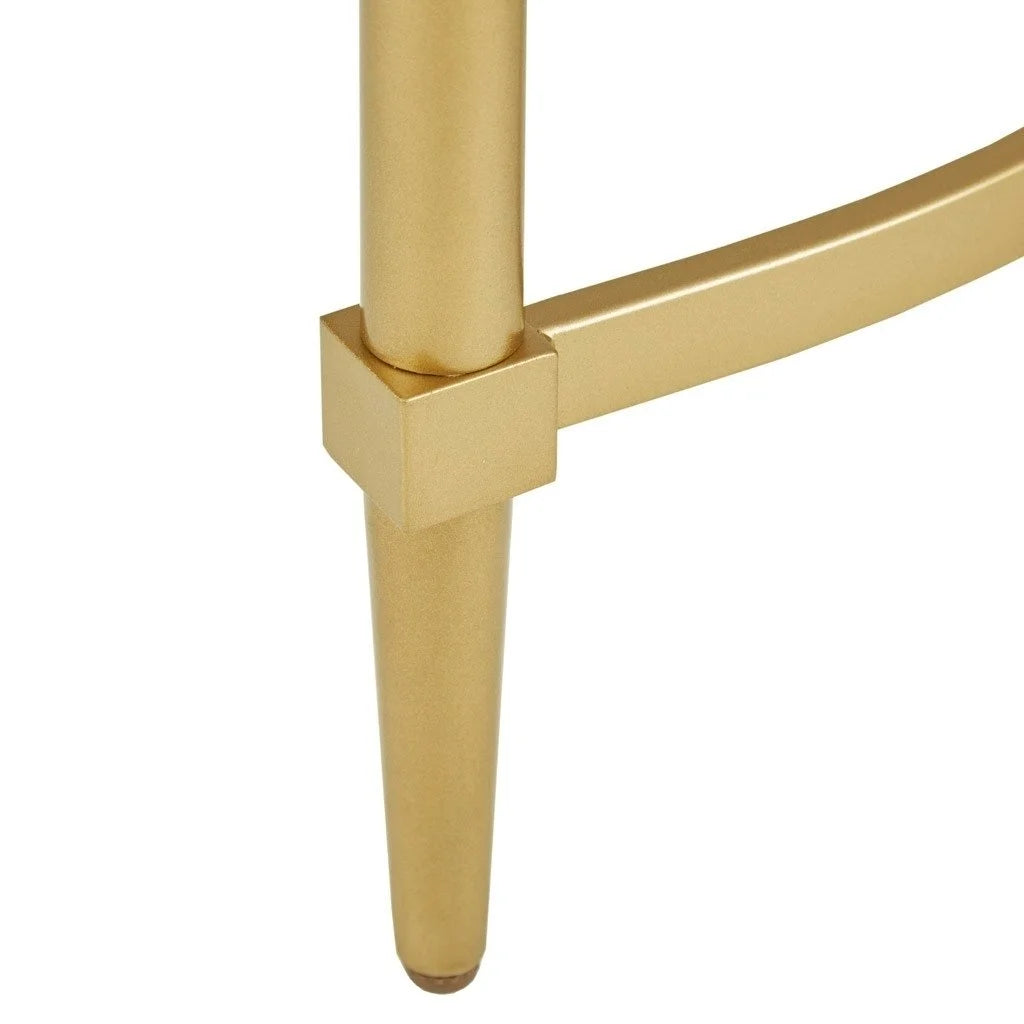 Round White Marble and Gold Metal Console Table T795203