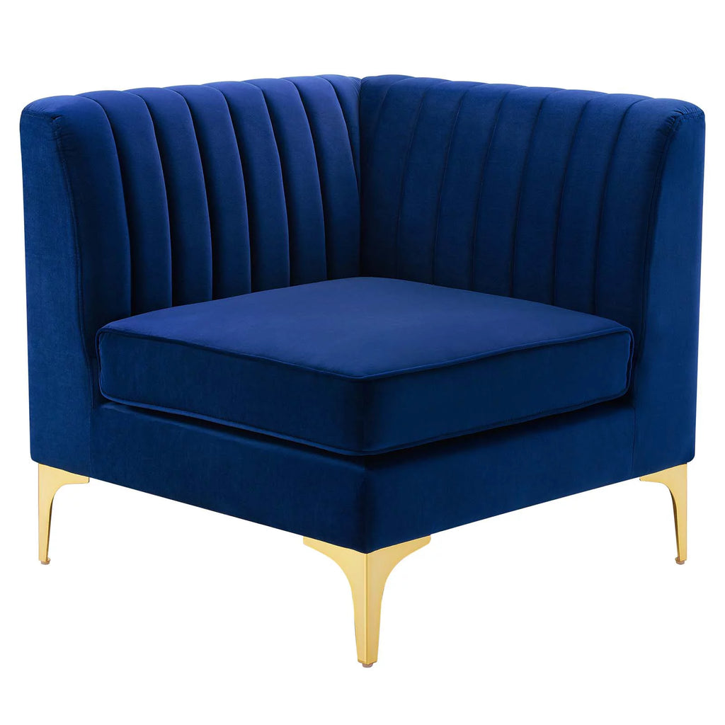Navy Velvet 3-Seater Sofa O8701
