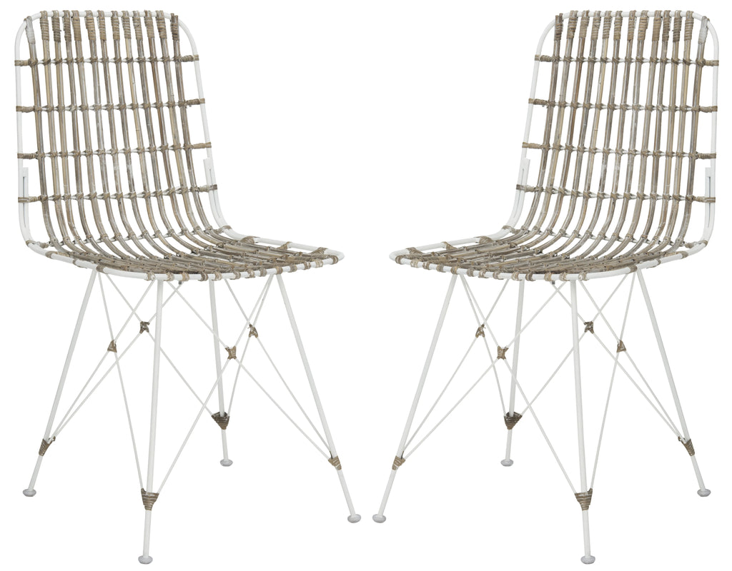 White Wash Wicker Dining Chair Set of 2 L5088