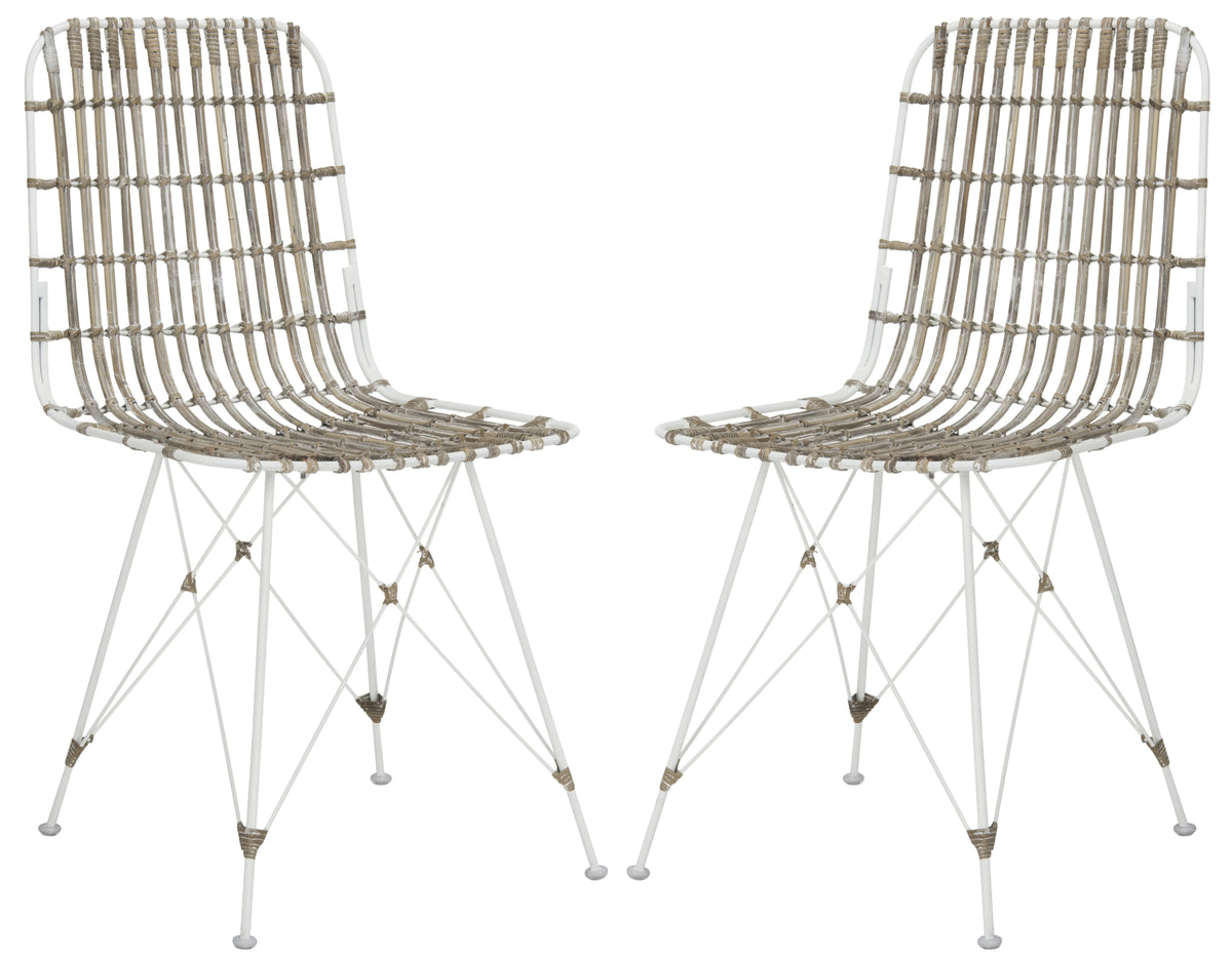 White Wash Wicker Dining Chair Set of 2 L5088