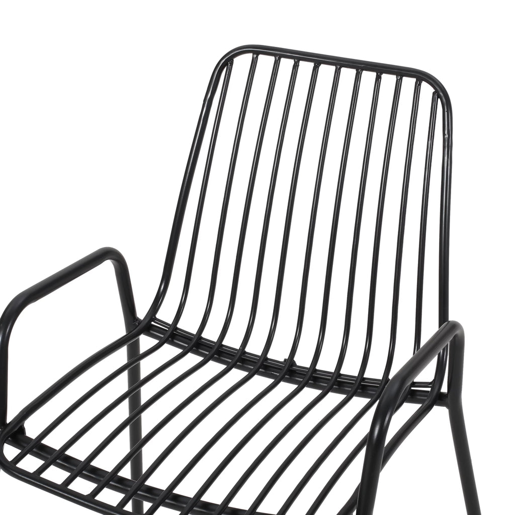 Black Metal Outdoor Club Chairs, Set of 2 C98353