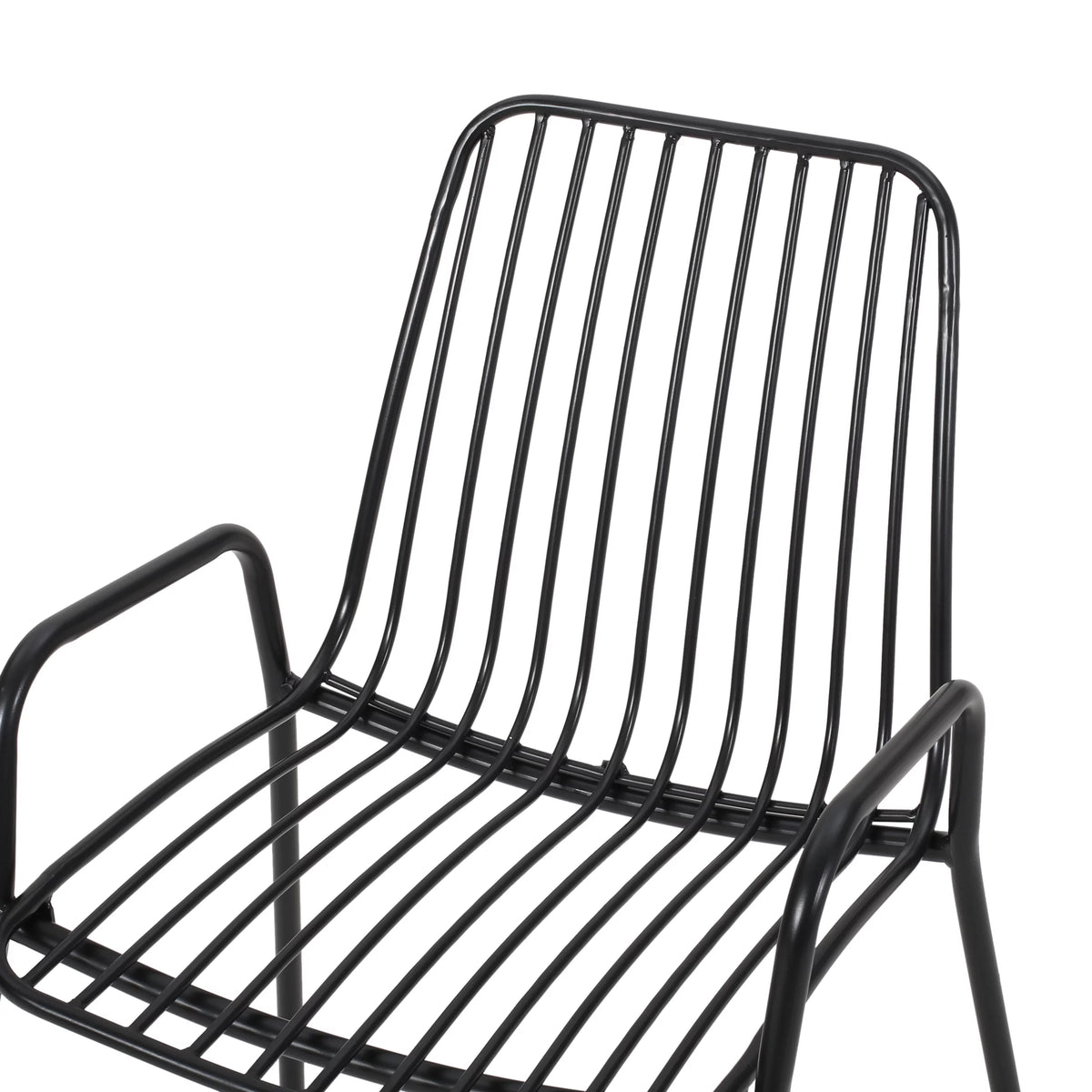 Black Metal Outdoor Club Chairs, Set of 2 C98353