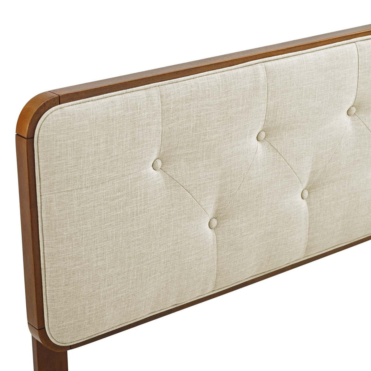 King Fabric and Wood Headboard in Walnut Beige V194