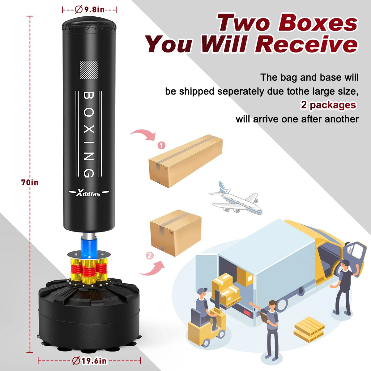 Punching Bag with Stand 70''-205lbs Freestanding T379621