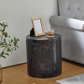 Black 3 Tier Rattan Round Coffee Table with Door U186
