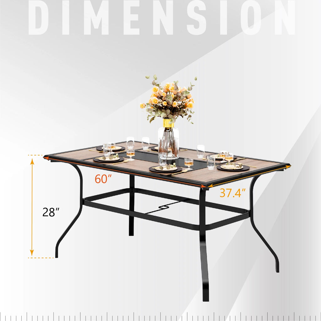 7 Pieces Outdoor Patio Dining Set with Stackable Chairs and Metal Table C2254
