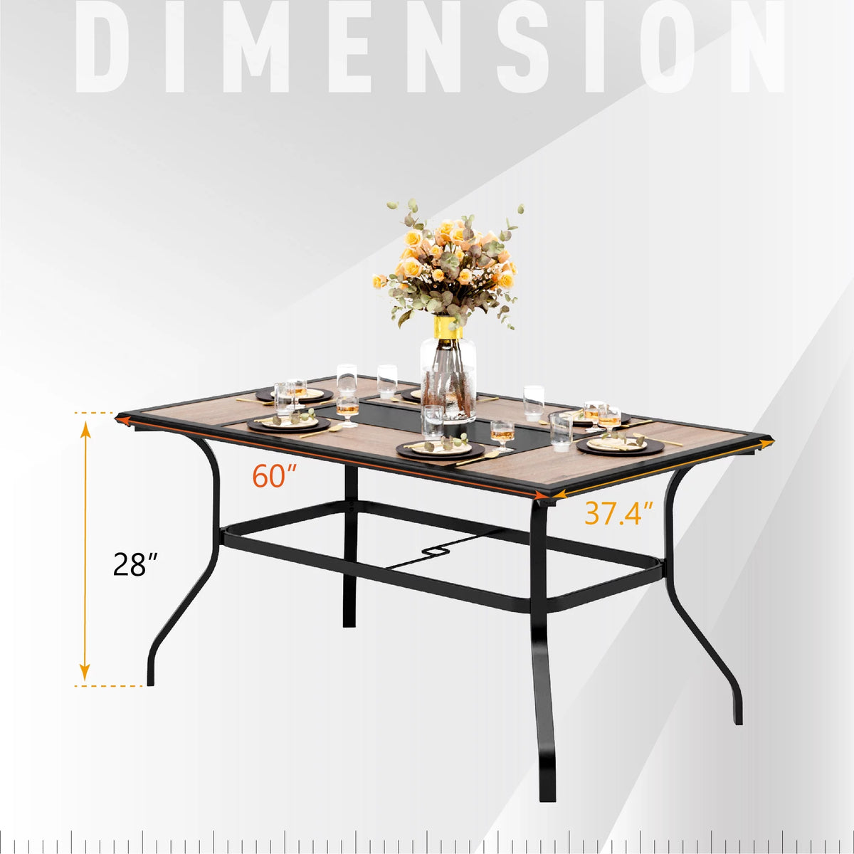 7 Pieces Outdoor Patio Dining Set with Stackable Chairs and Metal Table C2254
